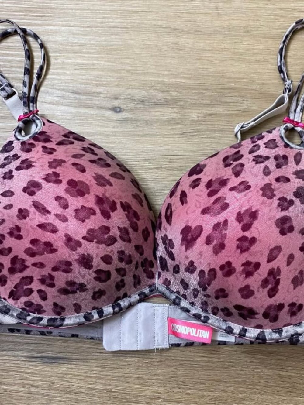 Cosmopolitan Pink Leopard Print Push-Up Bra — Size 38B